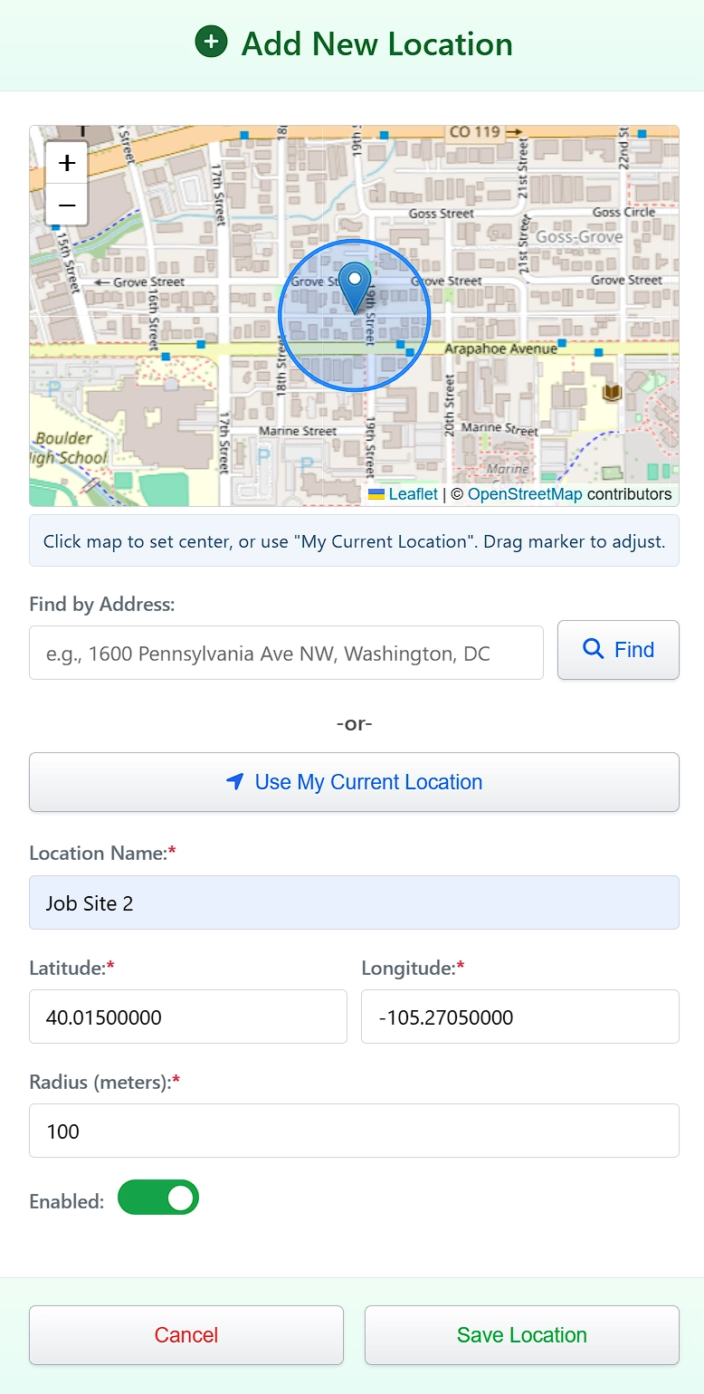 Add location form